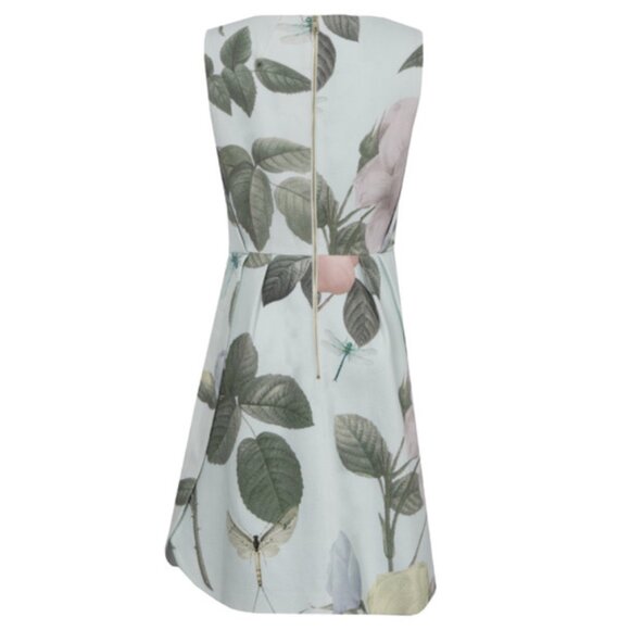 Ted Baker Eleta Floral Dragonfly Fit Flare Sleeveless Dress - 3 (US 8) - Picture 2 of 4